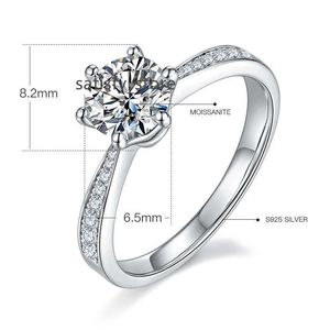 Aangepaste 18K White Gold Dames VVS Diamant Eternal Moissanite Ring Ronde Sterling Silver 925 Wedding Engagement Party
