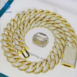 Aangepaste 18mm hiphop sieraden 18k vergulde Cubaanse ketting Ring Moissanite Diamond Ice Out Cubaanse ketting link