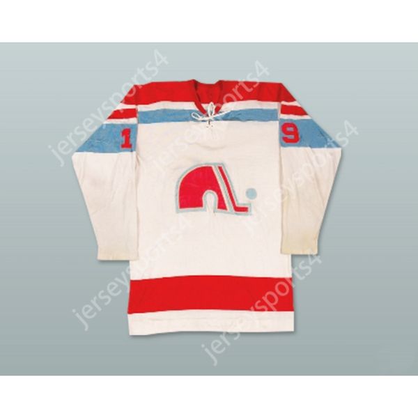 Custom 19 BLANC WHA 1972-73 NORDIQUES DE QUÉBEC MAILLOT DE HOCKEY À DOMICILE NOUVEAU Top Ed S-M-L-XL-XXL-3XL-4XL-5XL-6XL