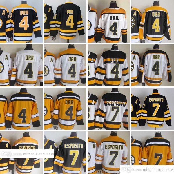 PERSONALIZADO 1924-1999 Película Retro CCM Hockey Jersey bordado 4 Bobby Orr 7 Phil Esposito 21 Dean Portman Jerseys vintage