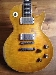 1959 Tribute Garymoore Petergreen Relic fulicd Sunburst Guitar Guitare Flame Maple Top One Piece Mahogany Body 1 Piece Neck