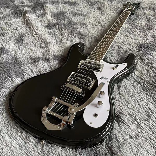 Custom 1966 Ventures Johnny Ramone Guitare électrique Couleur noire Big par Tremolo Accepter la commande OEM de guitare