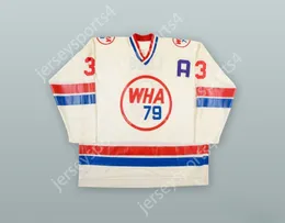 Aangepast 1978-79 WHA BARRY LONG 3 WHA All Star Game White Hockey Jersey Top gestikt S-M-L-L-XXL-3XL-4XL-5XL-6XL