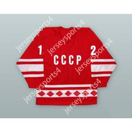 Personnalisé 1980 SERGEI STARIKOV 12 UNION SOVIÉTIQUE CCCP ÉQUIPE NATIONALE MAILLOT DE HOCKEY ROUGE NOUVEAU Top Cousu S-M-L-XL-XXL-3XL-4XL-5XL-6XL