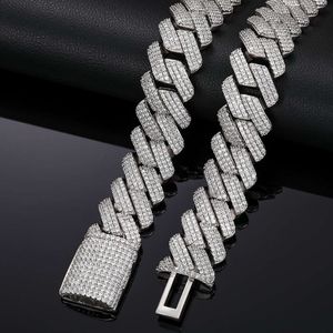 Chaînes à maillons cubains Miami personnalisées de 19mm, lien à dents en diamant épais glacé, réglage à 3 rangées, chaîne cubaine, collier Hip Hop, cadeau pour hommes