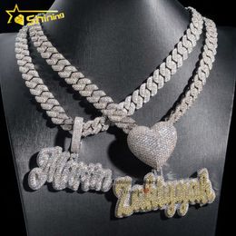 Custom 2.5 3 largeur Nom Pendant Pass Pass Diamond Tester Iced Out Hip Hop Bijoux de coeur Bail Moisanite Diamond PendantDesigner Bijoux