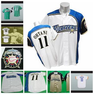 Personnalisé 2011 Hokkaido Nippon Ham Fighters Jersey Darvish Shohei Ohtani 16 Japon Samurai Black Pinstriped Baseball Jerseys