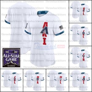 Custom 2021 All Star Game White Flexbase Baseball Jersey Dubbele gestikte Borduurwerk Mannen Vrouwen Jongeren