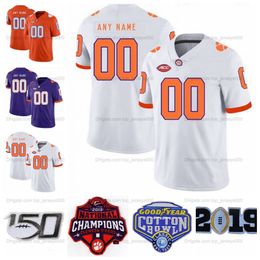 Custom 2021 College Football Jersey Travis Etienne Jr. Trevor Lawrence Justyn Ross Tee Higgins Sammy Watkins Tanner Muse Stitched Orange White Purple Top kwaliteit