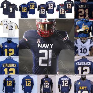 Aangepaste 2021 Fly Navy Midshipmen voetbalshirt NCAA College Jacob Springer Roger Staubach Keenan Reynolds Perry Nelson Smith CJ Williams Ta