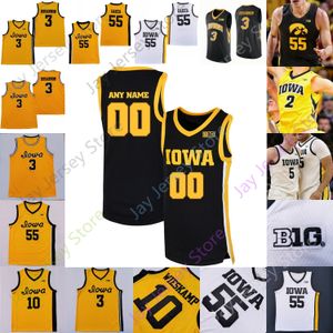 Custom 2021 Iowa Hawkeyes Basketball Jersey NCAA College Luka Garza Joe Wieskamp CJ Fredrick Bohannon Connor McCaffery Ahron Ulis