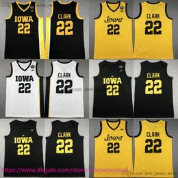 2024 PROJET PICH N ° 1 Basketball College Indiana 22 Caitlin Clark Jersey Iowa Hawkeyes 22 Jerseys NCAA Black White Yellow Navy