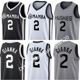 Custom 2021 Nieuwe gestikte Gianna Maria Onore Jersey UConn Huskies Special Tribute College 2 Gigi Mamba Memorial 33 Bas