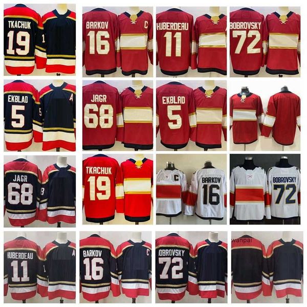 Custom 2021 Reverse rétro 16 Aleksander Barkov Hockey Jerseys 5 Aaron Ekblad 72 Sergei Bobrovsky 68 Jaromir Jagr Navy Blue Cousted 19 Matth