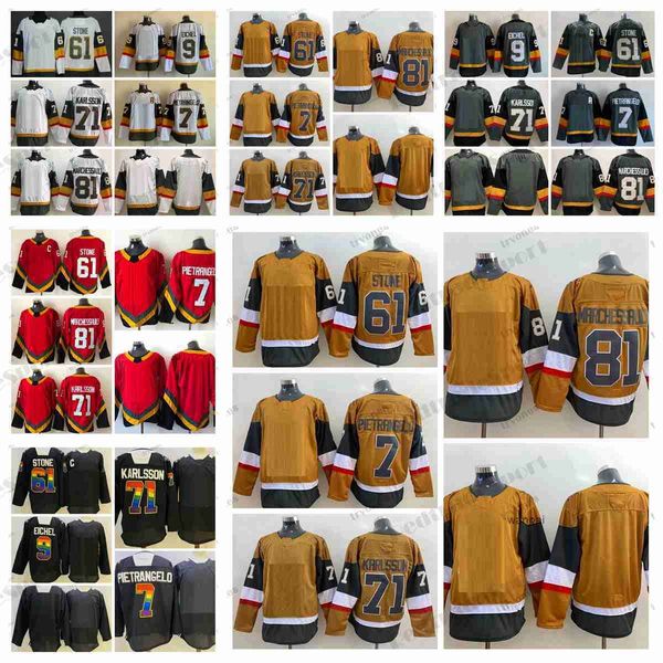 Custom 2021 Retro Retro Red Hockey Jerseys 61 Mark Stone 7 Alex Pietrangelo 71 William Karlsson 81 Jonathan Marchessault 9 Jack Eichel Jer