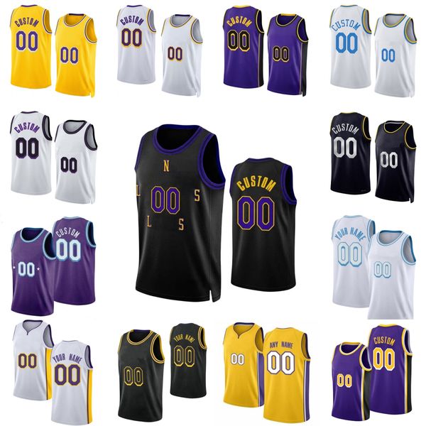 Personnalisé 2023-24 Nouvelle saison Imprimé Basketball 23 LeBron James Jersey White Gold Purple Black Jerseys. Message N'importe quel numéro et nom sur la commande