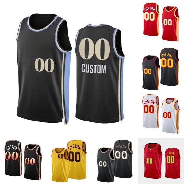 Maillot de basket-ball imprimé personnalisé 2023-24, nouvelle saison 11 TraeYoung, noir, blanc, or, rouge, marine. Message N'importe quel numéro et nom sur la commande