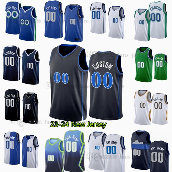 Personnalisé 2023-24 Nouveaux maillots de basket-ball imprimés Doncic Hardaway Holmes Williams Green Irving Hardy Exum Powell Jones Lively Prosper Brown Curry Miles Dennis Morris