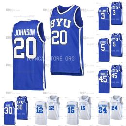 AANGEPASTE 2023 BYU Cougars College Basketball Jersey Spencer Johnson Trey Stewart Atiki Ally Tanner Hayhurst Gideon George Trevin Knell Nate We