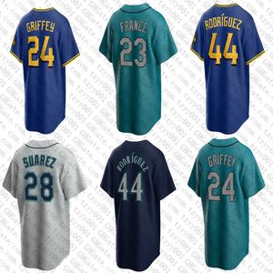 Custom 2023 City Connect Julio Rodriguez Camisetas de béisbol Ken Griffey Jr. Jarred Kelenic Ty Francia Jersey Eugenio Suarez Kolten Wong Luis Castillo Hombres Mujeres Jóvenes