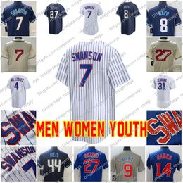 Custom 2023 Dansby Swanson Jersey Seiya Suzuki Cody Bellinger Andrelton Simmons Nick Madrigal Ian Happ Marcus Stroman Willson Sosa Heren Dames Jeugd Jerseys