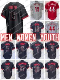 Custom 2023 De La Cruz Hunter Greene Jonathan India Ken Griffey Black City Connect Jersey Joey Votto Field of Dreams Stuart Fairchild Tyler Stephenson Nick Lodolo