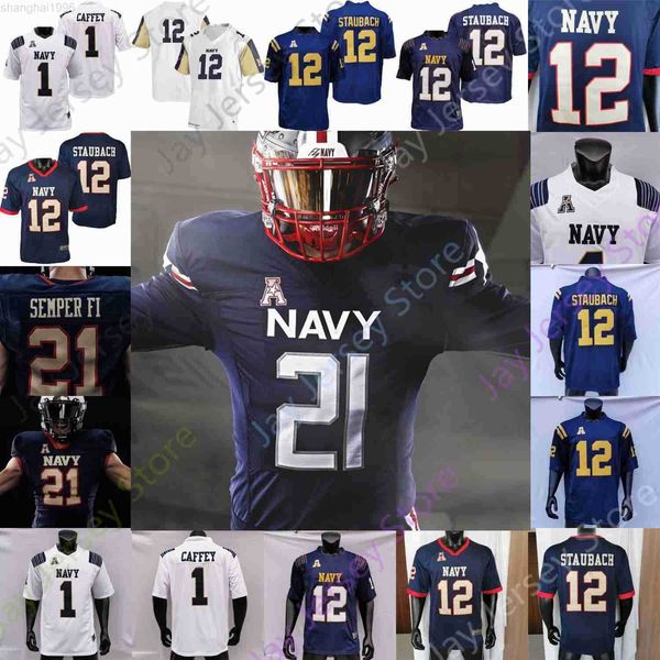 Personnalisé 2023 Fly Navy Midshipmen Football Jersey NCAA Dalen Morris Jamale Carothers Myles Fells Mark Walker Mychal Cooper