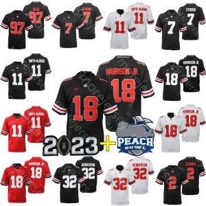 CUSTOM 2023 Playoff Peach Bowl Ohio State Buckeyes Football Jersey College C.J. Stroud Henderson Jaxon Smith-Njigba Marvin Harrison Jr. Will