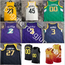 Maillots de basket-ball imprimés personnalisés 2023 16 Simone Fontecchio 24 Walker Kessler 20 Udoka Azubuike 23 Lauri Markkanen 41 Kelly Olynyk 00 Clarkson