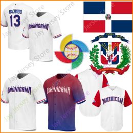 Maillot de baseball personnalisé de l'équipe de la République dominicaine 2023 WBC World Classic Robinson Cano Nelson Cruz Willy Adames Gary Sanchez Johnny Cueto Marte