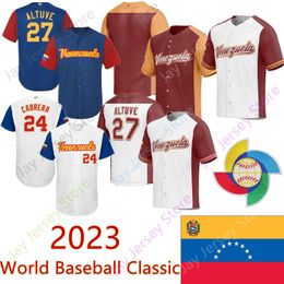 Custom 2023 Team Venezuela Baseball Jersey World Classic Jose Altuve Miguel Cabrera Ronald Acuna Jr. Suarez Arraez Rojas Escobar Gimenez Ren