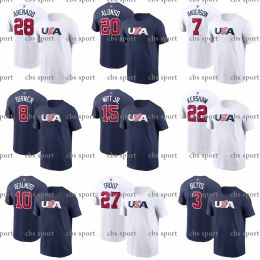 Custom 2023 World Baseball Classic WBC Team USA Jersey Mike Trout Witt Jr. Nolan Arenado Clayton Kershaw Realmuto Betts Tucker Schwarber Gol