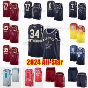 Maillots de basket-ball imprimés All-Star personnalisés 2024 34 Giannis Antetokounmpo 21 Joel Embiid 0 Jayson Tatum 22 Jimmy Butler 7 Jaylen Brown 8 Porzingis 13 Bam Adebayo