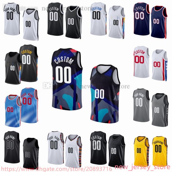 Maillot de basket-ball imprimé personnalisé 2024 New City 1 Mikal Bridges Ben 10 Simmons 2 Cameron Johnson 24 Cam Thomas 26 Spencer Dinwiddie 20 DayRon Sharpe Dorian Finney-Smith