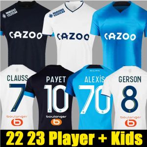 Custom 22 23 Soccer Jerseys Marseilles Cuisance Guendouzi Alexis Gerson Payet Clauss 2022 2023 Voetbalshirts Veretout onder Nuno Harit L S