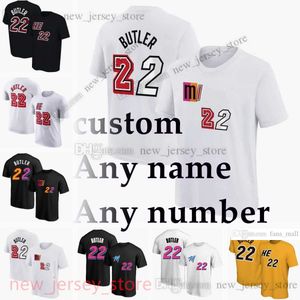 Custom 22 Jimmy Butler Camiseta de manga corta de baloncesto con estampado digital 2 Gabe Vincent 31 Max Strus Lowry Adebayo Love Zeller Jovic Haslem Cain Martin Oladipo Camiseta