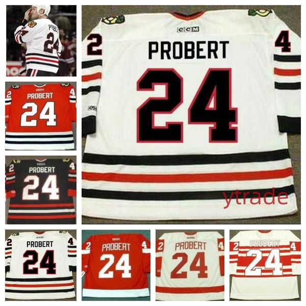 Personalizado # 24 BOB 1996 CCM Inicio Blanco Negro Rojo Vintage PROBERT Hockey Jersey 100% Ed