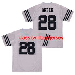Custom 28# Darrell Green High School Football Jersey heren genaaide witte maat S-4XL topkwaliteit