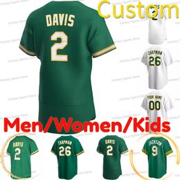 Personnalisé 28 Matt Olson Jersey 26 Matt Chapman Ricky Henderson Reggie Jackson Khris Davis Fiers 50 Baseball Maillots Hommes Femmes Enfants