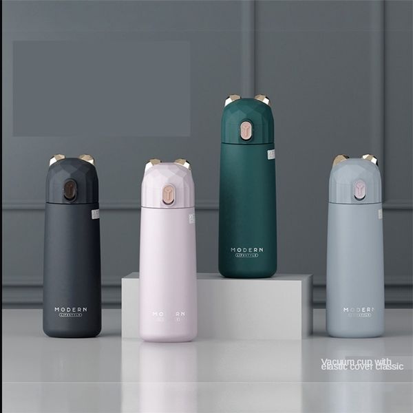 Personnalisé 350 ml Isolé Fiole À Vide En Acier Inoxydable Bouteille D'eau Étanche Voyage Boisson Bouteille D'eau Thermos Tasse Tasses 220621