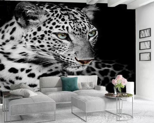 Personnalisé 3d Animal Fonds D'écran Féroce Repéré Tigre Salon Chambre Cuisine Décor À La Maison Peinture Murale Papier Peint Moderne Revêtement Mural