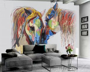 Custom 3d Animal Wallpaper Simple Painted Horse 3d Wallpaper Sala de estar Dormitorio Revestimiento de paredes HD 3d Wallpaper Mural