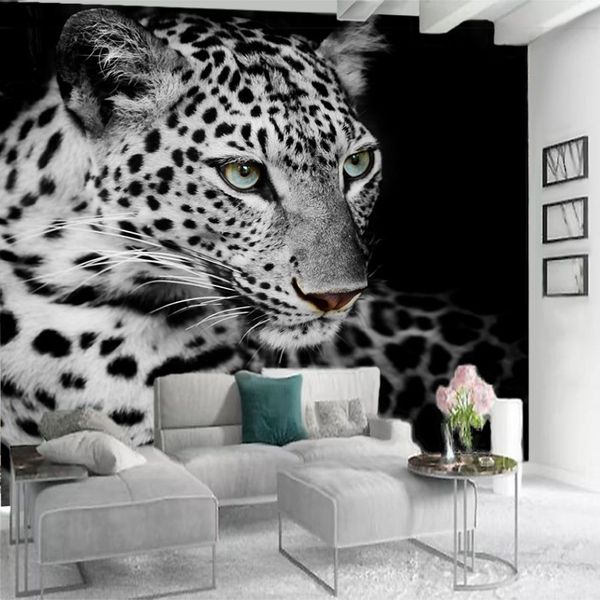Fondos de pantalla de animales 3d personalizados, tigre manchado feroz, sala de estar, dormitorio, cocina, decoración del hogar, pintura, Mural, papel tapiz, pared moderna Co184D