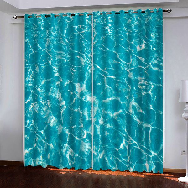 rideaux bleu sur mesure rideau 3D luxe Blackout 3D fenêtre rideaux pour le salon ondes Chambre rideaux