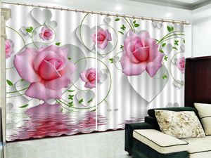 Custom 3d gordijn liefde is vol met roze rozen woonkamer slaapkamer mooie praktische black-out gordijnen