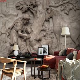 Aangepaste 3d reliëf abstracte karakter grote boom paarden kunst muur muurschilderingen hotel slaapkamer woonkamer studie decor foto behanggood quatity