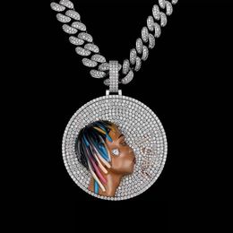 Collier Photo personnalisé en émail 3D Hip Hop, bijoux en or VVS Moissanite, pendentif mémoire Ice Out