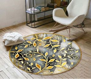 Custom 3D Floor Sticker Gouden wijnstok Abstracte Ronde Badkamer Slaapkamer Vinyl Floor Mural PVC Waterdicht Behang Painting Modern