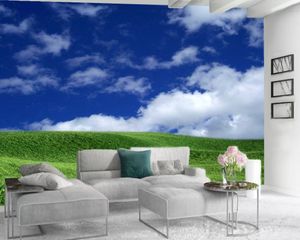 Aangepaste 3d landschap behang 3d behang muren mooi groen gras landschap aangepaste foto 3d behang muurschildering