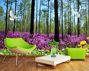 Personnalisé 3D paysage fond d'écran Fantasy forêt fleur de fleur 3d tv fond de fond mur HD décoratif magnifique fond d'écran